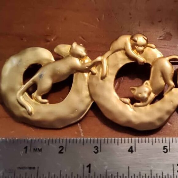 Vintage JJ Jonette 4 Playing Cats Brooch Pin - Picture 6 of 6